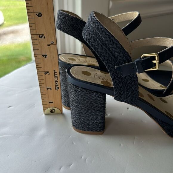 Boden Womens Sz 39 / US 8 Constance Block Heels Navy Raffia Cottagecore‎ Summer - Picture 13 of 13